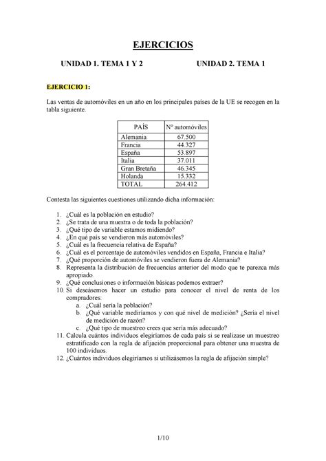 Aed U1 Y U2 T1 Ejercicios Ejercicios Unidad 1 Tema 1 Y 2 Unidad 2 Tema 1 Ejercicio 1 Las