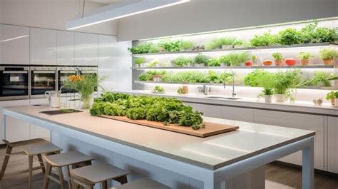 Premium Photo Sustainable Farmtotable Kitchen With Inhouse Herb Garden