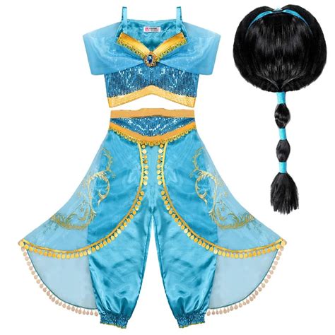 Disfraz De Jazm N Para Ni Os Con Peluca Vestido De Princesa Jasmine