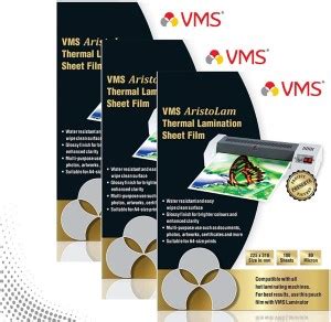 VMS Aristolam Thermal A4 Lamination Pouch 225x310mm 80 Micron Pack Of