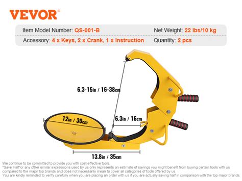 VEVOR Wheel Lock Clamp 2 Pack Trailer Wheel Lock Heavy Duty Anti