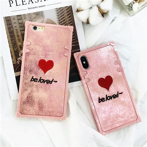 Cases For iphone 7 Lovely Pink Be Loved Square Phone Case For Iphone 6 ...