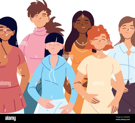 Women Cartoons Design Cultural And Friendship Diversity Theme Vector