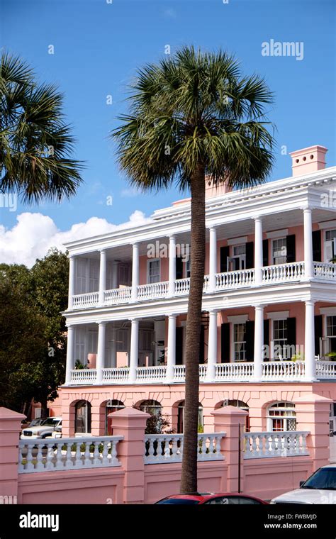 Colonial Mansion In Historic Charleston South Carolina Usa Stock