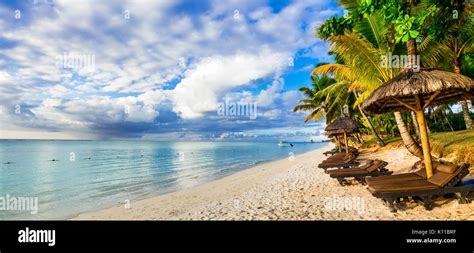 Beautiful beach over sunset,Mauritius island Stock Photo - Alamy