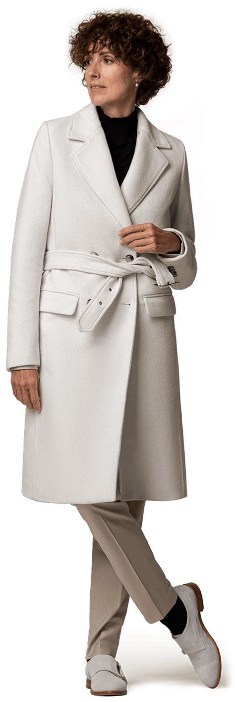 Long Cream Wool Trench Coat With Wide Lapels Sumissura