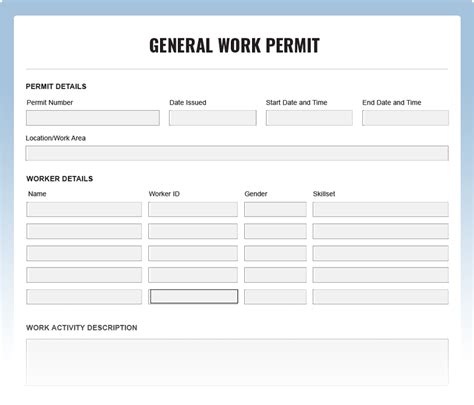 General Work Permit Template Sample Of Work Permit Telegraph