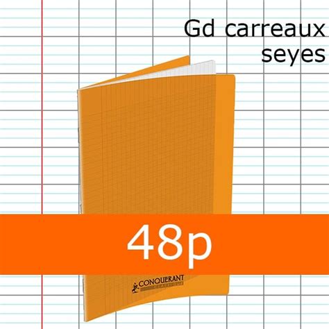 Cahier polypro orange 24x32 CALLIGRAPHE grands carreaux séyès 48p 90g