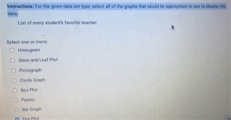 Solved Instructions For The Given Data Set Type Select All Of The