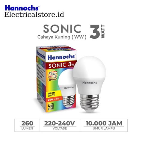 Jual Bola Lampu LED Hannochs Sonic 3 Watt Cahaya Kuning Warm White