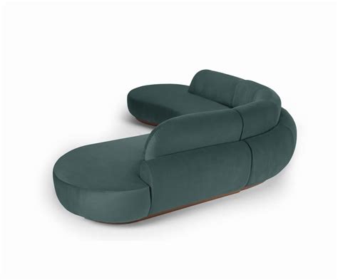 Naked Curved Sectional Sofa Piece With Beech Ash And Teal For