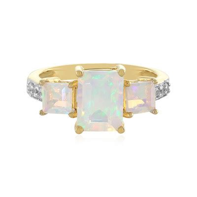 Äthiopischer Welo Opal Goldplattierter Silberring 1 37ct