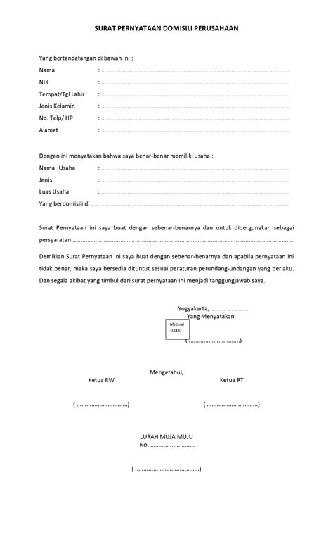 contoh surat keterangan domisili penting sebagai pengganti ktp