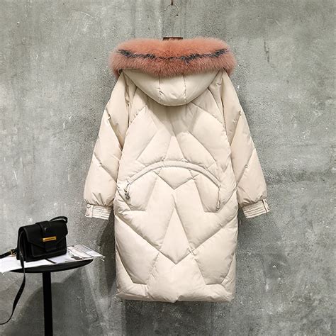 Fitaylor, зимняя, большая, с натуральным лисьим мехом, с воротником, с ...