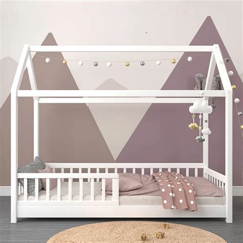 Wooden Kids Single Bed Frame House Children's Bedroom Furniture With ...