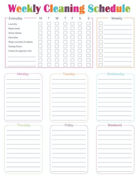 Customizable Free Printable Cleaning Schedule Template Printable Templates By Nora