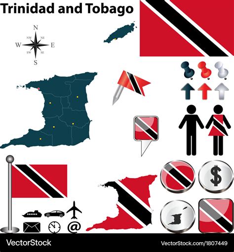 Trinidad And Tobago Map Royalty Free Vector Image