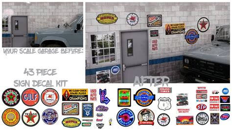 110 Scale Scale Garage Signs Set 43 Piece Set