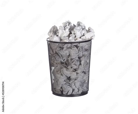 office bin with paper trash isolated on white background Stock Photo | Adobe Stock