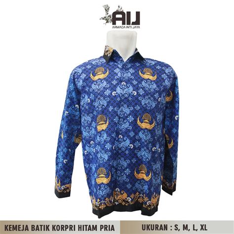 Jual Kemeja Batik Korpri Terbaru Kerah Hitam Baju Korpri Cewe Atau