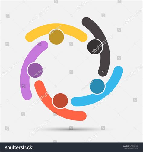 Group Five People Circleteamwork Meetingpeople Meeting Stock Vector