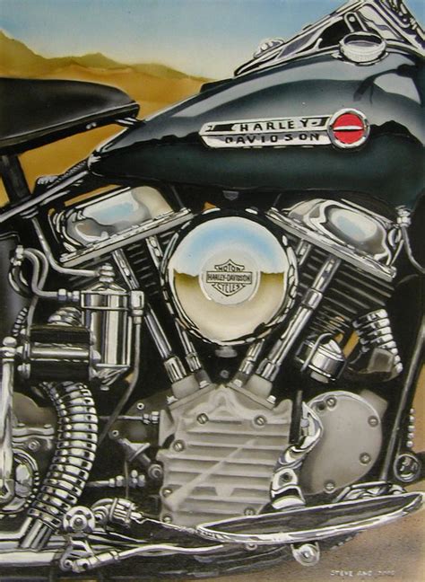 Panhead Harley Davidson Engine Painting By Steve Aho Pixels