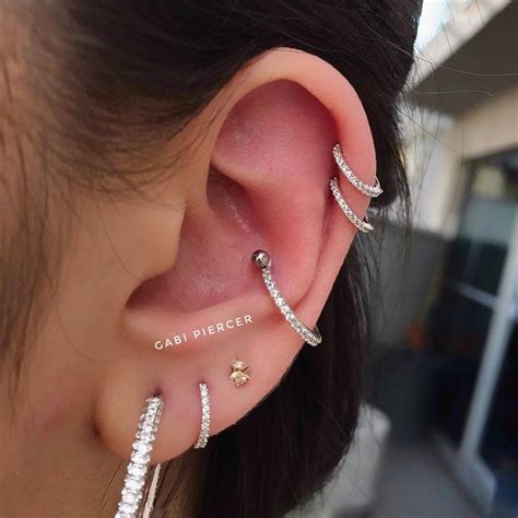 Double Helix Piercing C Argolinha Cravejada Em Zirc Nia Conch