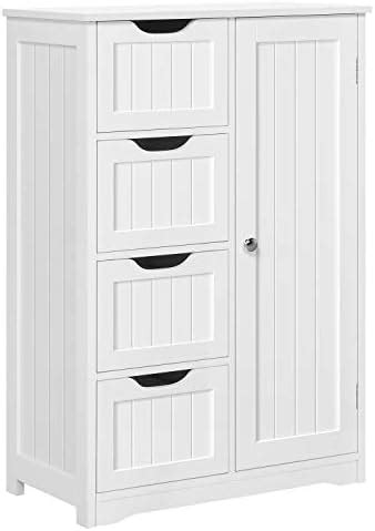 Yaheetech Bathroom Floor Cabinet Cupboard Free Standing Wooden Cabinet