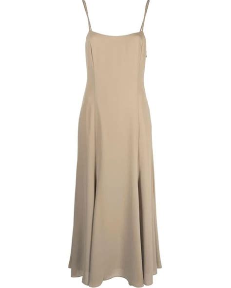 Theory Synthetic Square Neck Sleeveless Midi Dress In Natural Lyst Canada