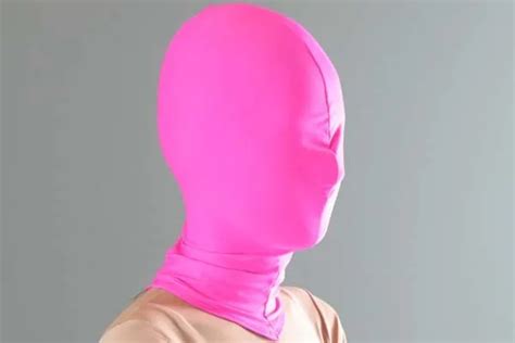 Classic Halloween Costumes Pink Lycra Spandex Head Hood Tights Unisex