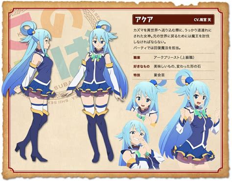 Aqua Model Sheet Konosuba Character Design Anime Characters Anime