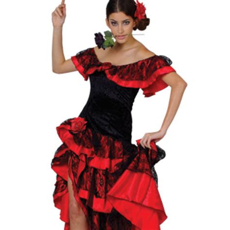 Spanish Senorita Ladies Fancy National Dress Party Salsa Flamenco