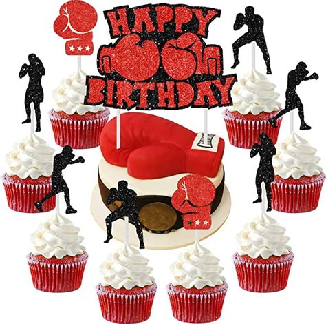 25 PCS Boxing Cupcake Toppers Boxing Gloves Cake Topper Decorations