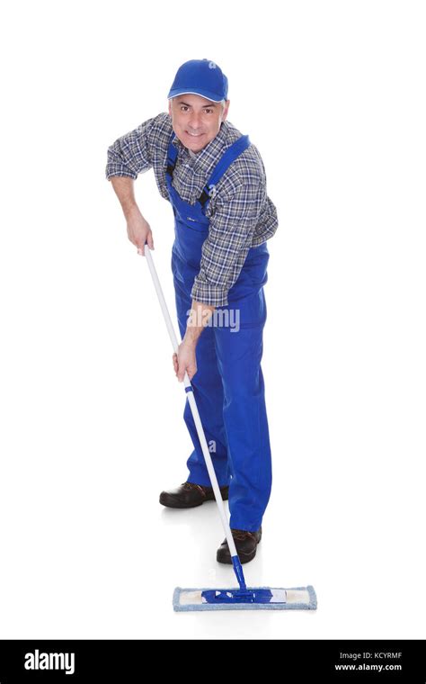 Happy Man Mopping Floor Cut Out Stock Images And Pictures Alamy