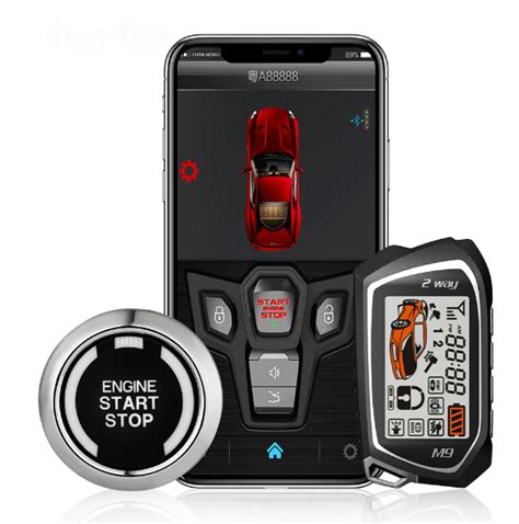 One Button Start Stop Two Way Car Alarm With Autostart Smart Phone