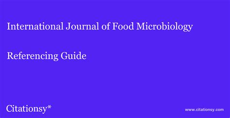 International Journal of Food Microbiology Referencing Guide ...