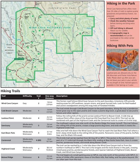 Wind Cave National Park hiking map - Ontheworldmap.com