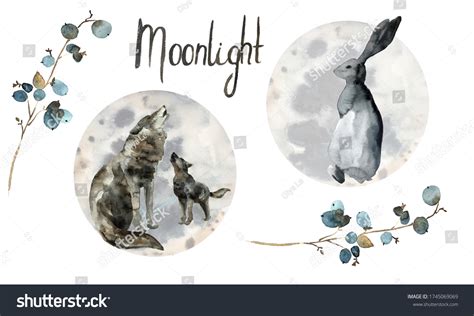 Wolves Full Moon Silhouette Hare Full Stock Illustration 1745069069 | Shutterstock