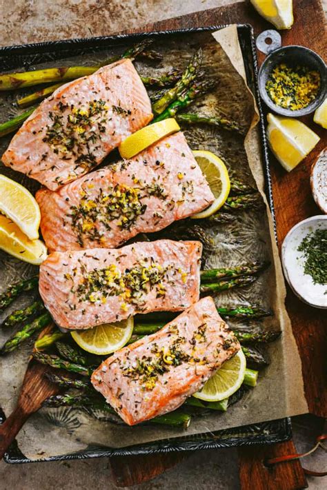 Sheet Pan Lemon Herb Salmon With Asparagus Kalejunkie