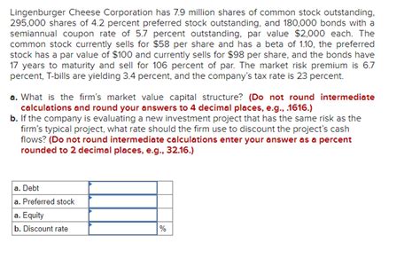 Solved Lingenburger Cheese Corporation Has Million Chegg