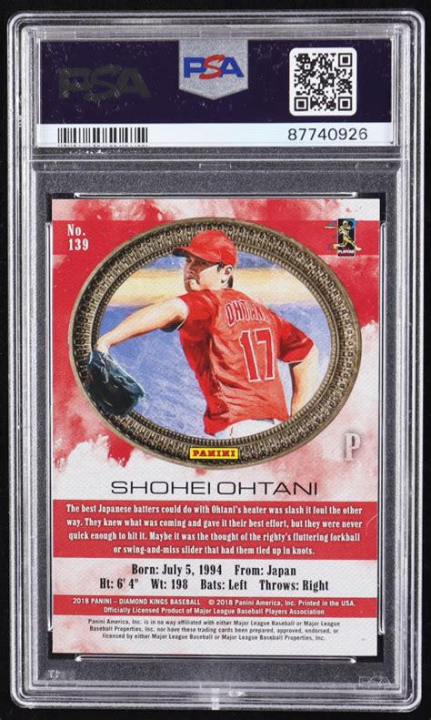 Shohei Ohtani 2018 Diamond Kings 139 SP RC PSA 10 Pristine Auction