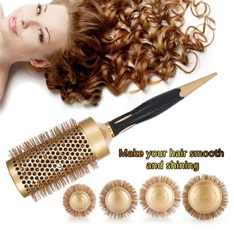 1 Pcs Round Hair Comb Hairdressing Curling Hair Brushes Ceramic Iron Hair Comb Brush Anion Anti