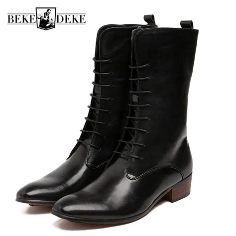 Botas Masculinas De Cano M Dio Sapatos Da Moda Cadar O Estilo Punk