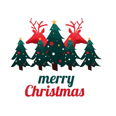 Merry Christmas Tree With Deer Decorative Design Vector Images Merry