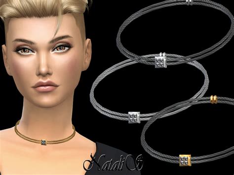 The Sims Resource Natalisdouble Cable Necklace Crystal Pendant