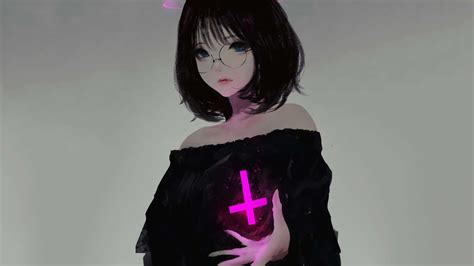 Download Black Anime Pfp With Pink Cross Wallpaper | Wallpapers.com