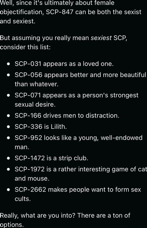 Well Since It S Ultimately About Female Objectification Scp 847 Can Be Both The Sexist And