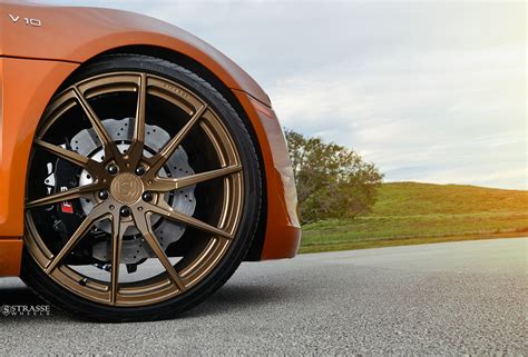 Satin Bronze Strasse Wheels Adorning Orange Audi R8 — CARiD.com Gallery