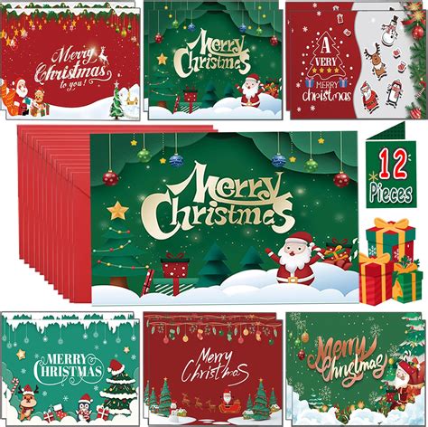 Christmas Cards Pack Of 24 6 Assorted Designs Merry