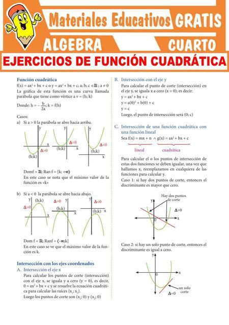 Ejercicios de Función Cuadrática Para Cuarto Grado JOSE MONROY uDocz